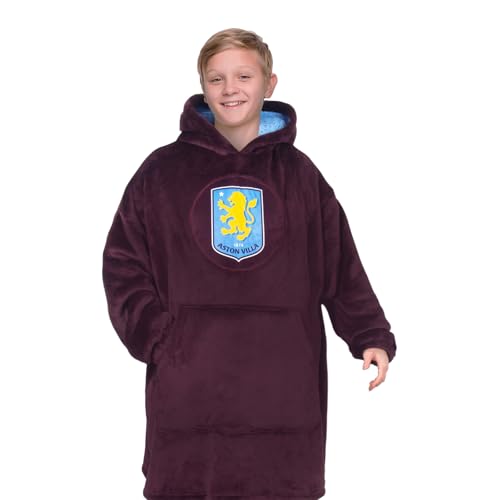 Image of Aston Villa Kids Oversized Hoodie Blanket - Official Football Gift, Claret, Size 10-14 Years