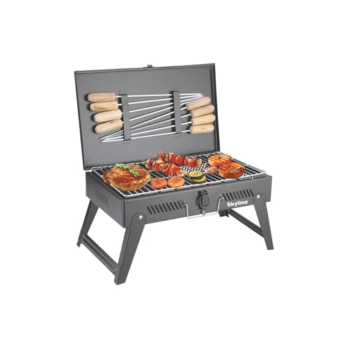 Image of Skyline Charcoal Barbeque Breifcase with 8 Skews | Black