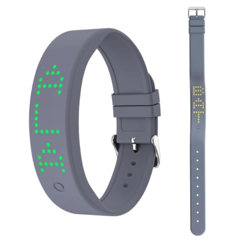 CEWROM Reloj despertador con vibración, alarma de vibración, reloj de alarma vibratoria silenciosa, con temporizador y 8 alarmas, reloj de control por aplicación para niñas, niños y adultos (gris)