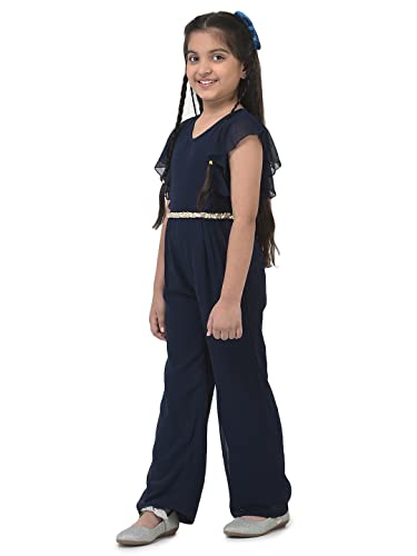 Image of Cub McPaws Girls Ruffle Sleeves Jumpsuit with Belt | 4-12 Years