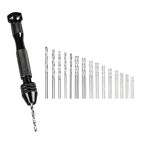 31 Piezas Mini Taladro Mano, Taladro Manual Precisión Brocas 0,5-3,0 mm Pin Vise Mandril Ajustable 0,3-3,4 mm Micro Perforador Resina Madera Joyería Modelismo Electrónica Artesanía PVC Acrílico DIY