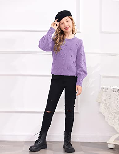 Image of Arshiner Kid Girls Crew Neck Lantern Sleeve Sweater Cute Jumper Top Pullover Outwear 5-13 Years