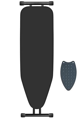 RIZTAIK Ironing Board, Compact and Space Saver,Size 13 x 43, Metal Construction Ironing Board with Extra Thick Heavy Duty Padded, Stable Structure,Skid Feet, Heavy Duty Steel Legs,Black