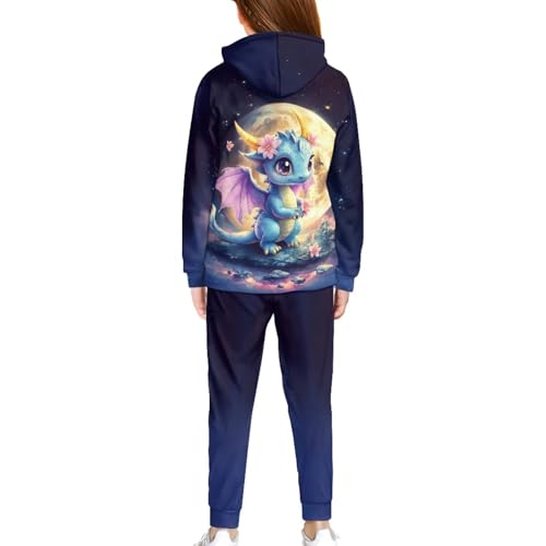 Xpyiqun Tracksuits Hooded Sweatshirt for Girls 2 Piece Outfits Size 5-12Y Graphic Hoodies and Sweatpant Sets2