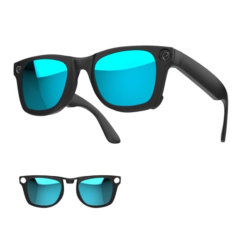 HiBloks �Ό��N���b�v�I�� Ray-Ban Meta Wayfarer RW4008 & Gen 2 RW4012 L�T�C�Y 53-22�Ή� �}�b�g�u���b�N�t���[�� �ϐF�N���b�v Rayban Meta Gen 2 �A�N�Z�T���[�p (�u���[)