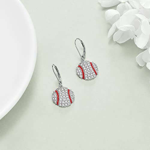 YFN Sports Jewelry Earrings 925 Sterling Silver Baseball Softball Basketball Rugby Football Tennis Volleyball Earrings for Women and Sports Fans Gifts3