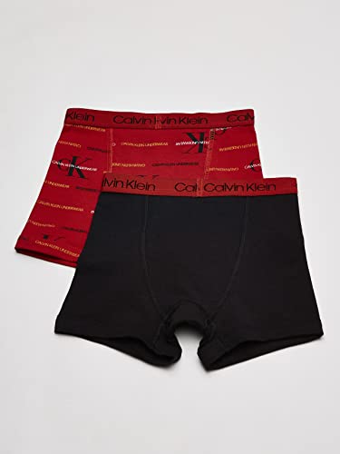 CalvinKleinBoysModern Cotton Assorted Boxer Briefs Underwear, Pack of 2Black/RedSmall4