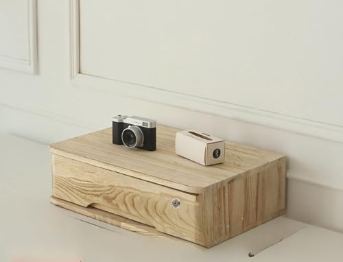 Livmorx レターケース おしゃれ 鍵付き 収納ボックス 卓上 引き出し付き 大容量 A4トレー 組立不要 小物入れ デスクトップオーガナ 文房具 ファイルキャビネット 木製 デスク収納 (焼き色です,1段)