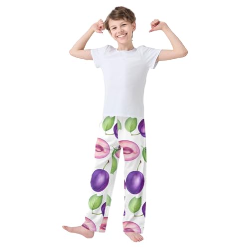 J JOYSAY Fresh Plum Leaves White Pajamas Pants Soft Long Pajama Bottoms Lounge Sleep Pants Size S-XL3