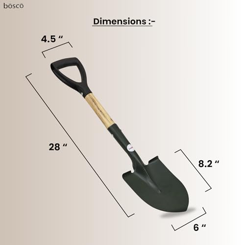 Image of BOSCO Small Multi-Purpose Shovel for Outdoor, Gardening, Engineering, Camping&Construction Rust-Resistant Steel Blade Compact&Durable Tool for Digging,Lifting,Moving Heavy Duty Shovel with D Handle