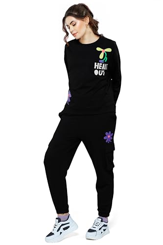 Image of ZEYO Women Cotton Track Suit Conversational Printed Co-ords Set