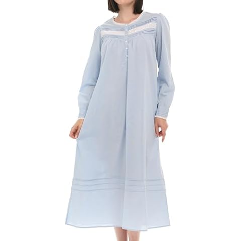 Alexander Del Rossa Vintage Nightgown, Vintage Victorian Nightgowns for Women, 100% Cotton Nightgowns for Women Light Blue Small (A0839LBLSM) Cover