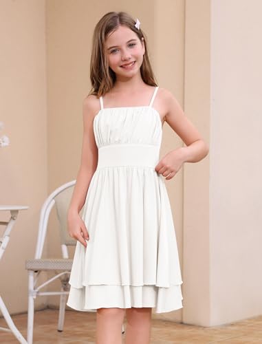 Kids Girls Sleeveless Double Layered Ruffle A-line Dress Sundress Casual Dress for Holiday Party Back to School Summer4