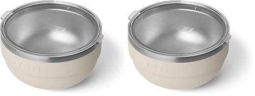 Image of YETI Rambler Bowl, Vacuum Insulated, Stackable and Nestable Stainless Steel Bowl with Lid, 2 Quart, Cape Taupe (Pack of 2)
