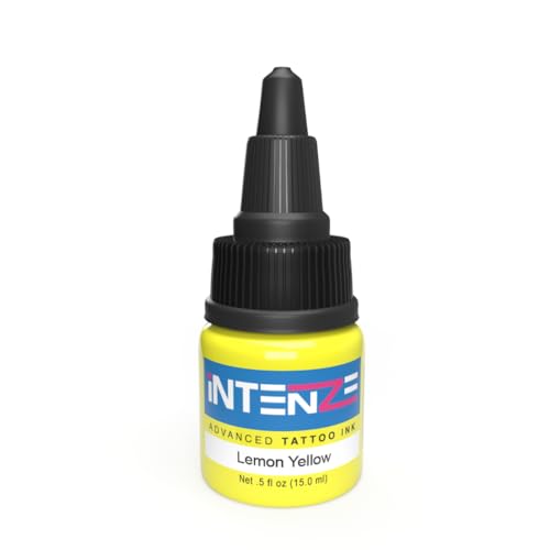 Intenze Lemon Yellow Tattoo Ink 1/2 oz with Excellent Long-Lasting Opacity, Made in USA, Exceptional Skin Coverage, Sterilized and Direct from The Manufacturer