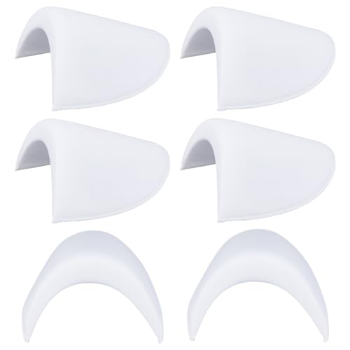 BENECREAT 3 Pairs White Shoulder Pads for Sloping Shoulders, Semi-Circular Breathable Sponge Shoulder Pad for Sewing, Blazer Suit T-Shirt Clothing Supplies Sewing Accessories, 18mm Thickening Foam