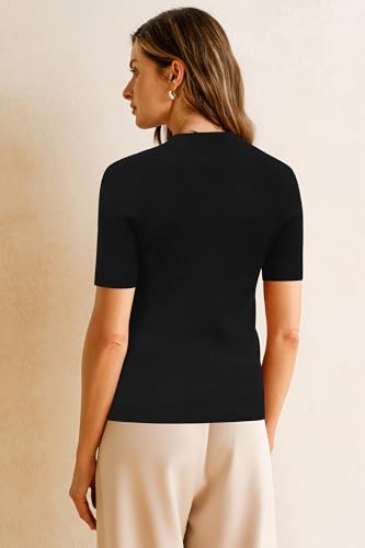 Arach&Cloz Women's Wool Blend Summer Fall Seamless Rip Resistant Tops Opaque Shirts4