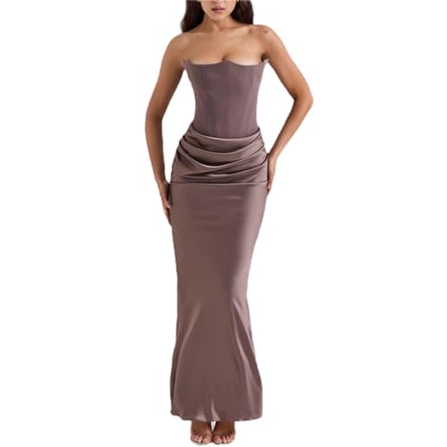 Catalpalev Women's Sexy Fishbone Plunge Slim Backless Temperament Velvet Gowns Bridesmaid Dresses Prom Dresses