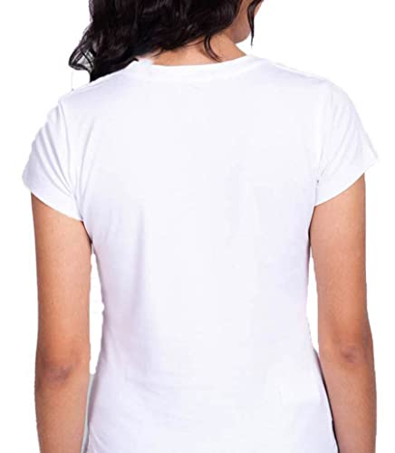 Image of MUKESH HANDICRAFTS Knitted Polycotton Fabric Regular Fit Girl Women Half Sleeve T-Shirt for Festival of Holi Style 27 White Size : Free