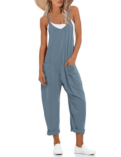 Lentta Women's Causal Jumpsuits V Neck Sleeveless Harem Overalls Stretchy Adjustable Strap Romper...
