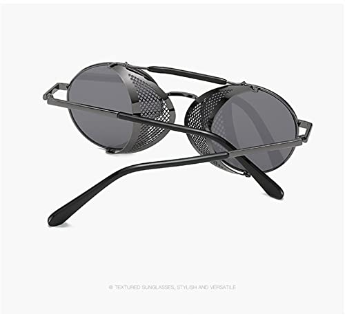 ZENYS Metal Punk Round Frame Sunglasses for Men and Women (Color : G, Size : 1)4