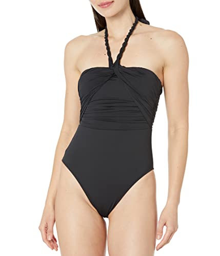 Lauren Ralph Lauren Beach Club Solid Twist Bandeau Einteiler, Schwarz, 42