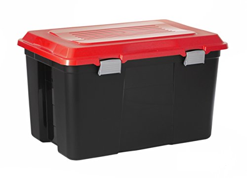 Sundis 4167013 Malle de Rangement Cadenassable Tanker, Plastique, Noir/Rouge, 100L