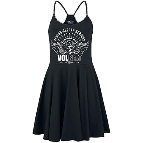 Volbeat Skull Wings Frauen Mittellanges Kleid schwarz M 95% Baumwolle Cover