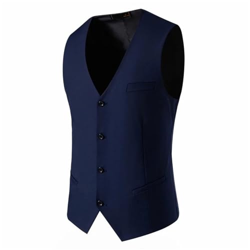 Men's Suit Vest Solid Color V-Neck Slim Sleeveless Wedding Business Casual Formal Vest4