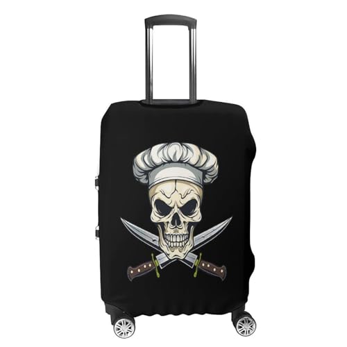 Chef Skull Knife Luggage Cover Suitcase Cover Protector Anti-scratch Travel Suitcase Wrap for Unisex M4