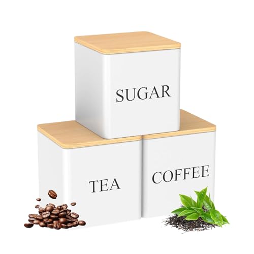 Bote de té, recipiente de café, juego de recipientes de cocina, 3 tarros de almacenamiento de granos de 500 ml, tarro hermético para azúcar con para panaderos caseros, bebedores, propietarios de
