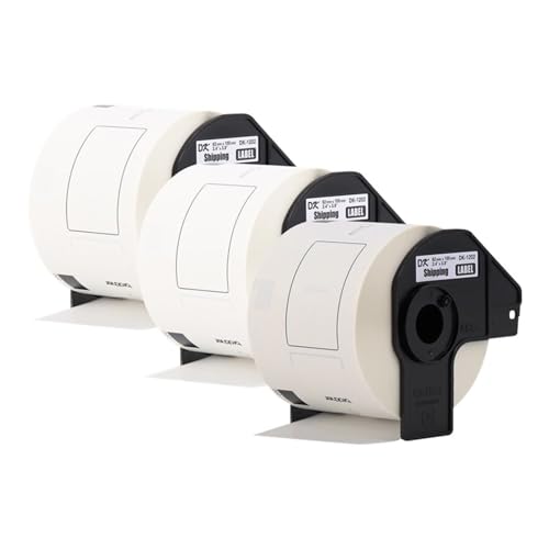 Image of Brother Genuine DK-12023PK Die-Cut Shipping Paper Labels, Long Lasting Reliability, 300 Labels Per Roll, (3) Rolls per Box, White (DK12023PK)