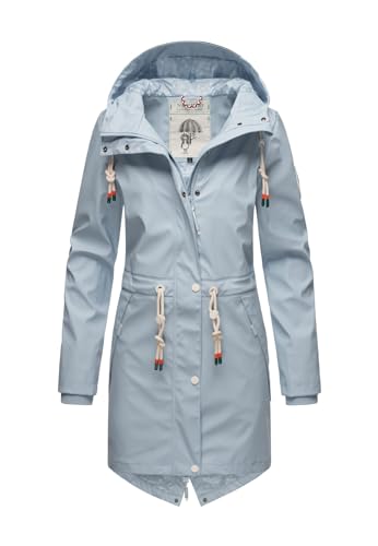 Navahoo Damen Regenjacke Parka Regenmantel mit Kapuze B919 [B919-Baby-Blue-Größe L-Gr. 40]