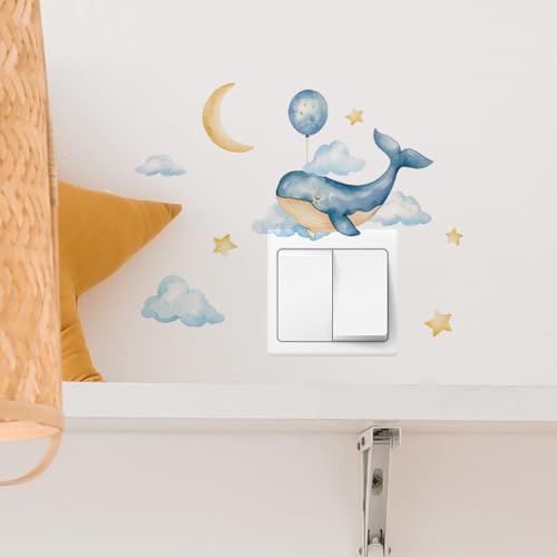 Vinilo decorativo ballena acuarela azul para pared miniatura 5