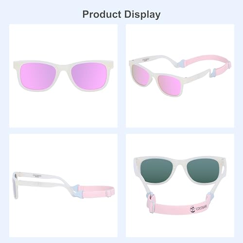 image for COCOSAND Flexible Polarized Baby Sunglasses with Strap UV Protection f