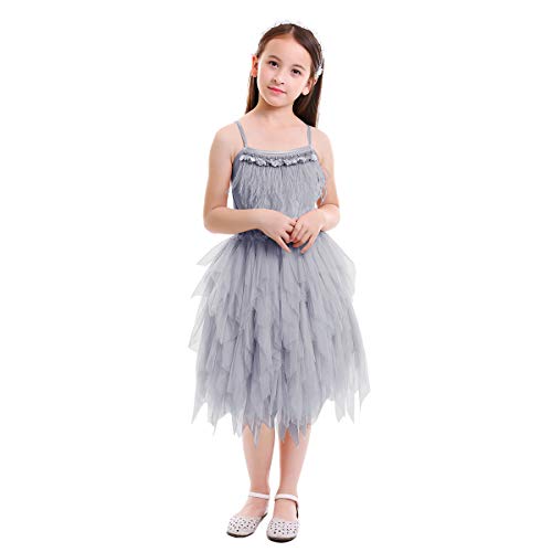 OBEEII Little Girl Swan Princess Feather Fringes Tutu Dress Pageant Party Wedding Dance Formal Photo Prop Short Tiered Gown2