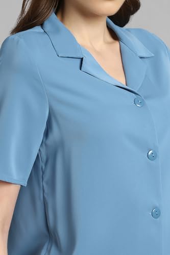 Image of Van Heusen Women Polyester Regular Fit Solid Half Sleeve Casual Shirt