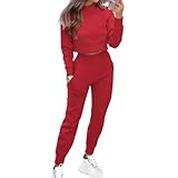 Baimiu Womens 2 Piece Outfits Lounge Sets Cropped Sweatshirt Joggers Set Tracksuit Sweatsuit Loungewear Fall Travel Outfits
