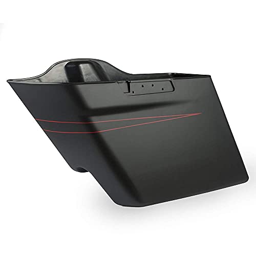 Alforjas Stretched Saddlebags para Harley Touring 2014+, Denim/Matte Negro con Franja Roja miniatura 4