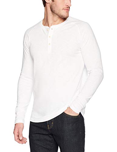 Goodthreads Men's Long-Sleeve Lightweight Slub Henley, Bright White, XX-Large