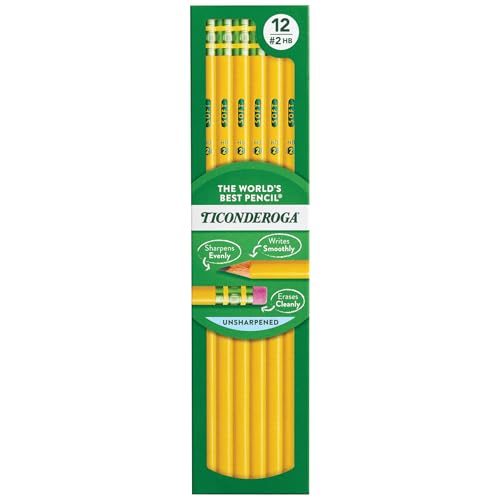 Image of Ticonderoga Wood-Cased Pencils, Unsharpened, #2 HB Soft, Yellow, 12 Count