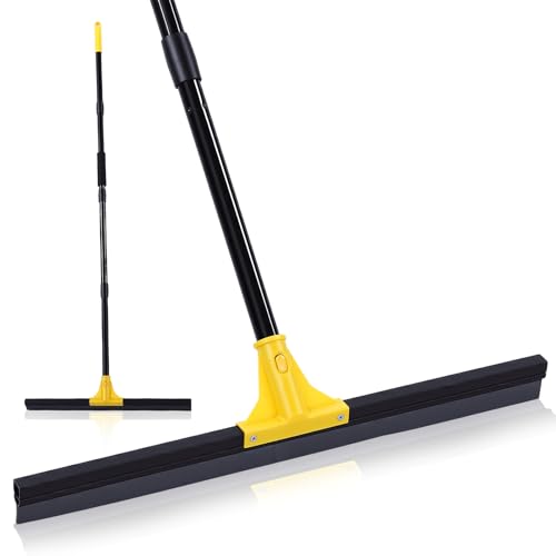 HISUEKIG Balai Raclette Sol Extérieur Terrasse Professionnelle de Large 60 cm avec Télescopique Manche Long 83-158 cm, Laveur pour la Salle de Bain, Garage,...