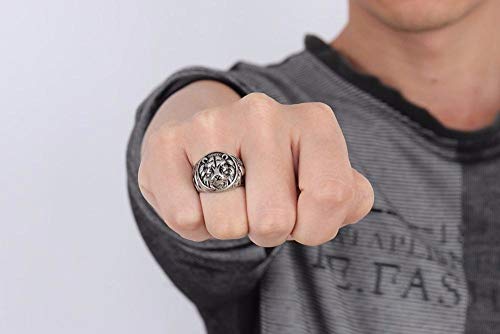 Anel Masculino De Leão Proteção De Aço Inoxidável Não Perde A Cor Prata (24)