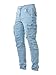 Men's Slim Fit Stretch Jeans Ripped Cargo Jean for Men Fashion Skinny Casual Pants Sky Blue