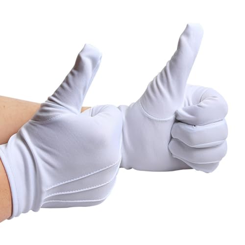 Tuxuseo Guantes blancos para disfraz y teatro - Guantes uniformes para festivales y eventos - Guantes blancos de dedo completo para uso en cocina celebraciones de boda formales