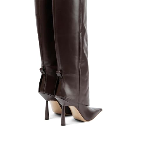 Image of Goolita Fold Over Boots For Women, Pointed Toe Stiletto Heel Knee High Boots Fashion Comfortable Slip On Tall Boots