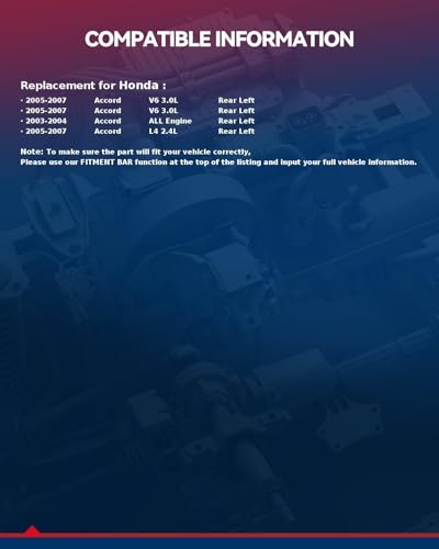 Image of KAX 748-044 Power Window Regulator with Motor Compatible with 2003-2007 Honda Accord Rear Left Driver Side Window Lifter