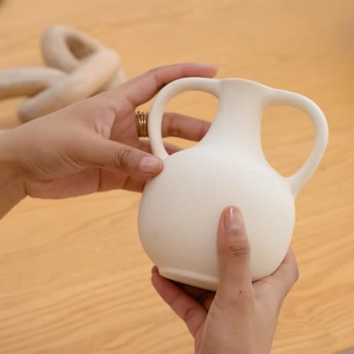 Image of Bliss Hohm Jini Vase White Round, Vase for Home Decor, Flower Vases for Living Room, Office Decor, Decoration Items, Wall Tabletop showpieces, Small Desk Decorative Items (White Jini)