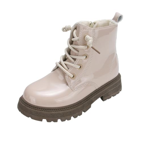 Boys Girls Waterproof Lace Up Ankle Boots Winter Outdoor Side Zipper Fashion Snow Booties for Toddler/Little Kid