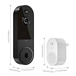 Smart Video doorbell Camera Wireless Wi-Fi Cam with Night Vision,Motion Detection, Cloud Storage, Two Way Audio, Chime Ringer Included(Black) - Image 2